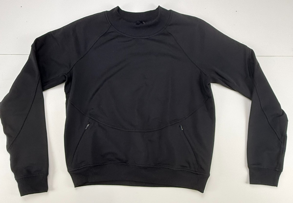 Lululemon City Sweat Crew Womens 6 Black Pullover Sweatshirt Zip Pockets W3CUNS